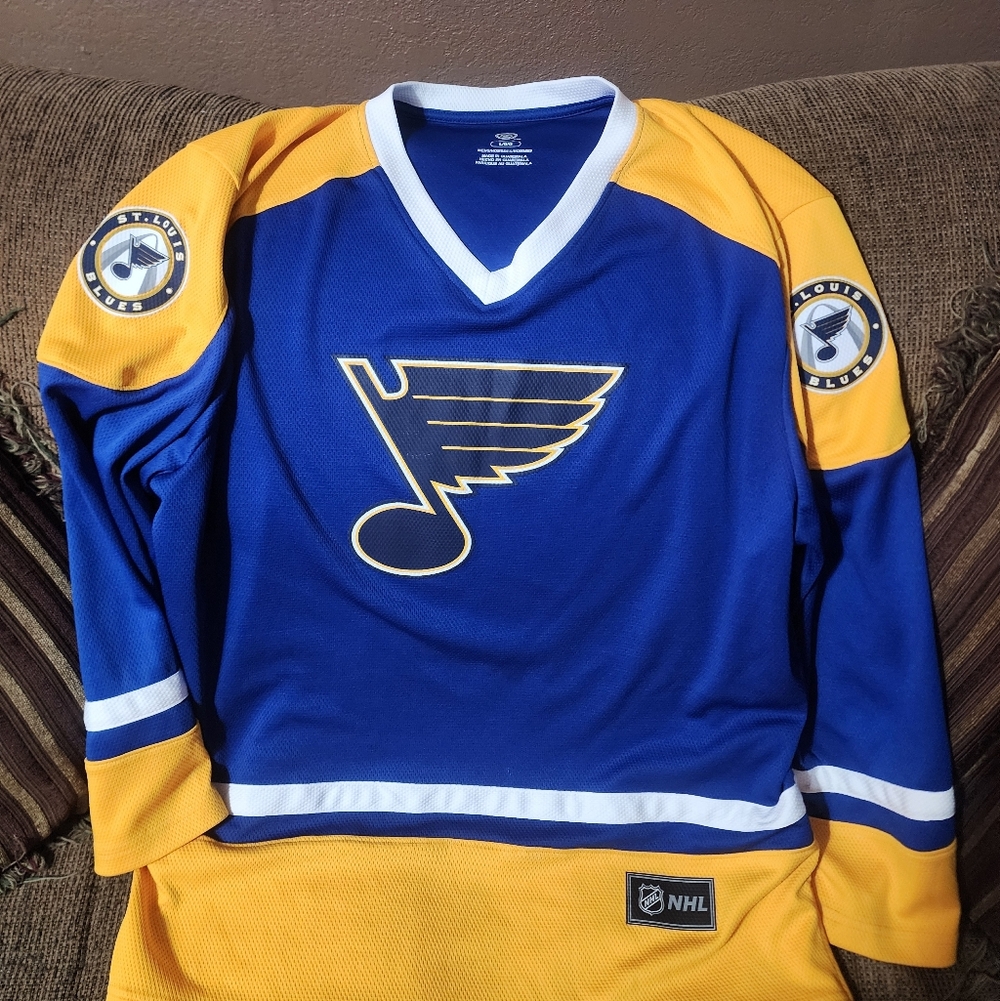 Mens St.Louis Blue's Blue and Yellow NHL Hockey Jersey Sz.Lg
